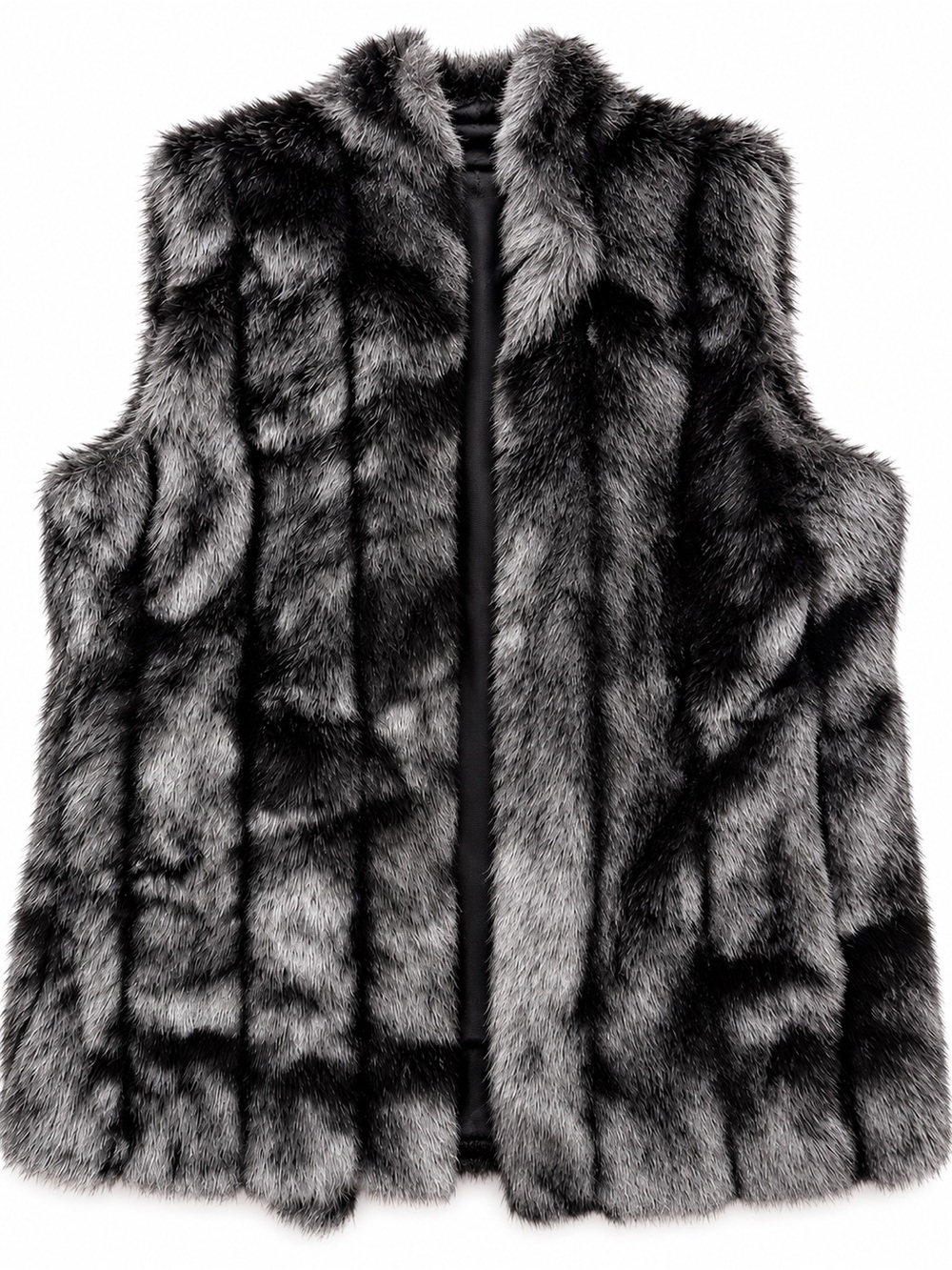 Dennis Basso Black Silver Faux Fur Vest Women’s M